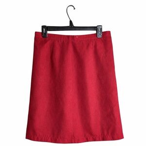 Christopher & Banks Size 8 Suede-Feel Red Back-Button Lined Skirt Professional